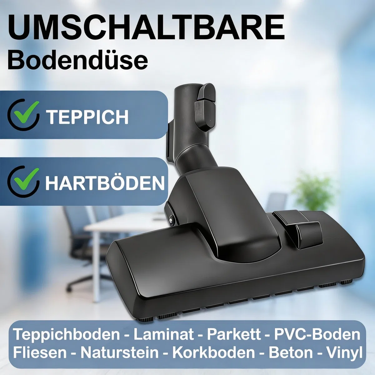 Staubsaugerdüse kompatibel mit Miele S8340, S8360, C1, C2, C3, S5, S6, S8 | DeClean Staubsauger Ersatzteil passend für Classic, Compact, Complete, PowerLine EcoLine | Bürste für Teppich und Hardboden