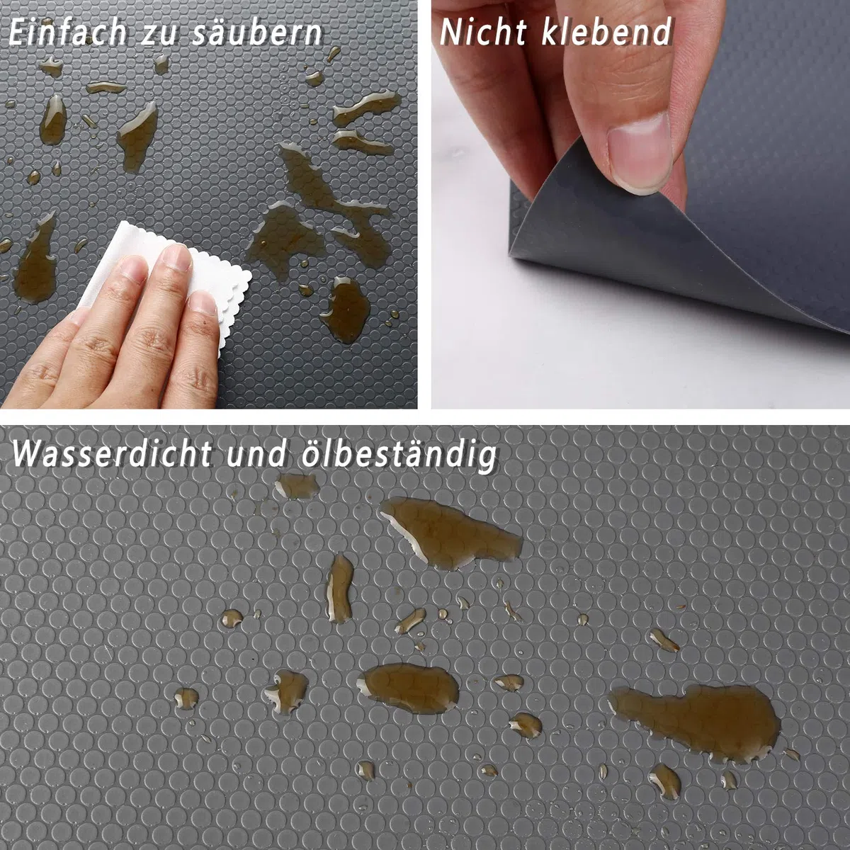 Shelf Liner Küchenschubladenmatten, nicht klebende EVA-Material-Kühlschrankauskleidungen mit wasserdichtem, haltbarem Kühlschranktisch Tischsets für Schrank, Schubladenauskleidung (Grau, 30cmx150cm)