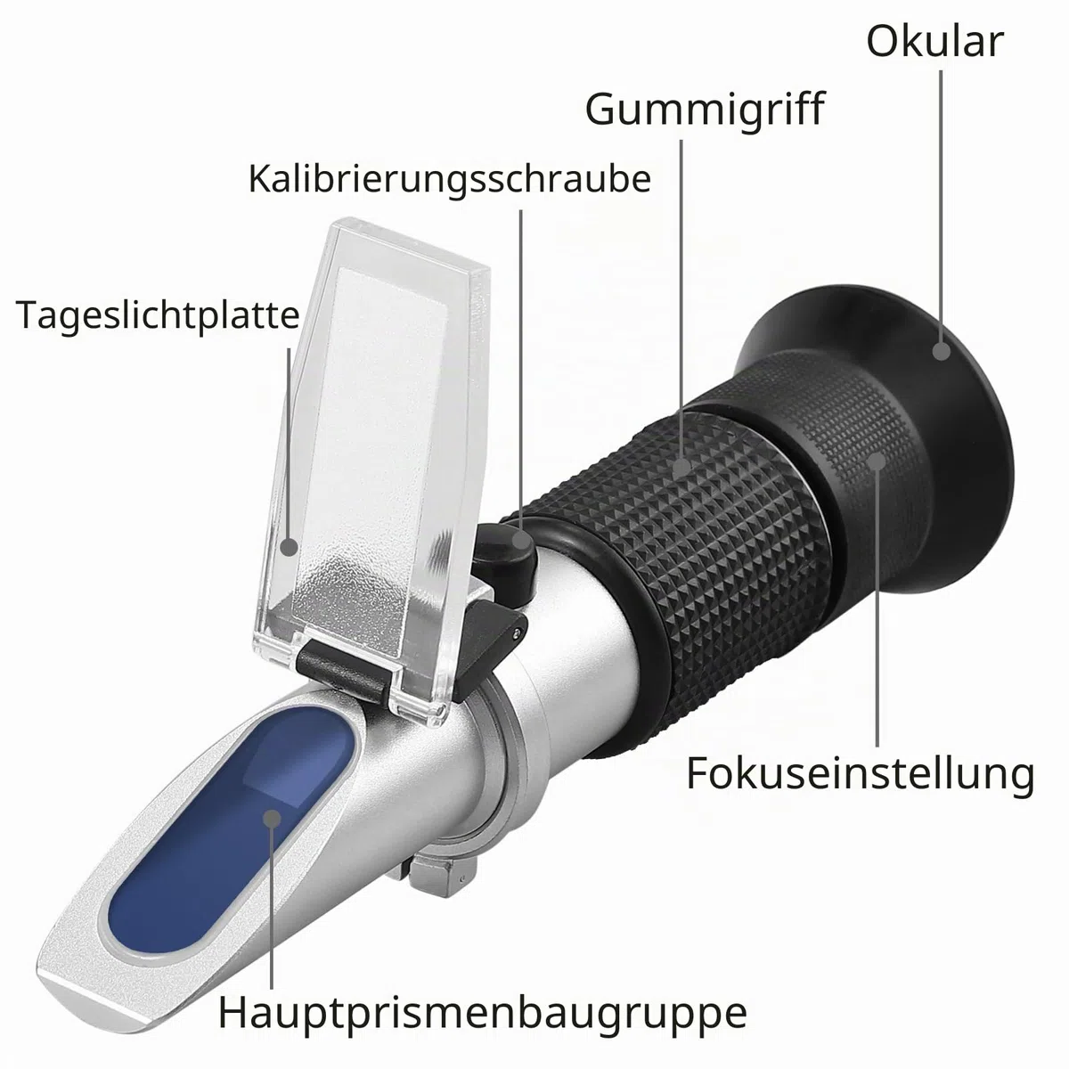 Proster Hand Held Refractometer Handrefraktometer, Aluminium, Schwarz – 0–80% Brix Zucker Refraktometer Feuchtigkeit mit ATC Zuckergehalt für Zuckeranalyse in Säften, Früchten, Saucen und Getränken