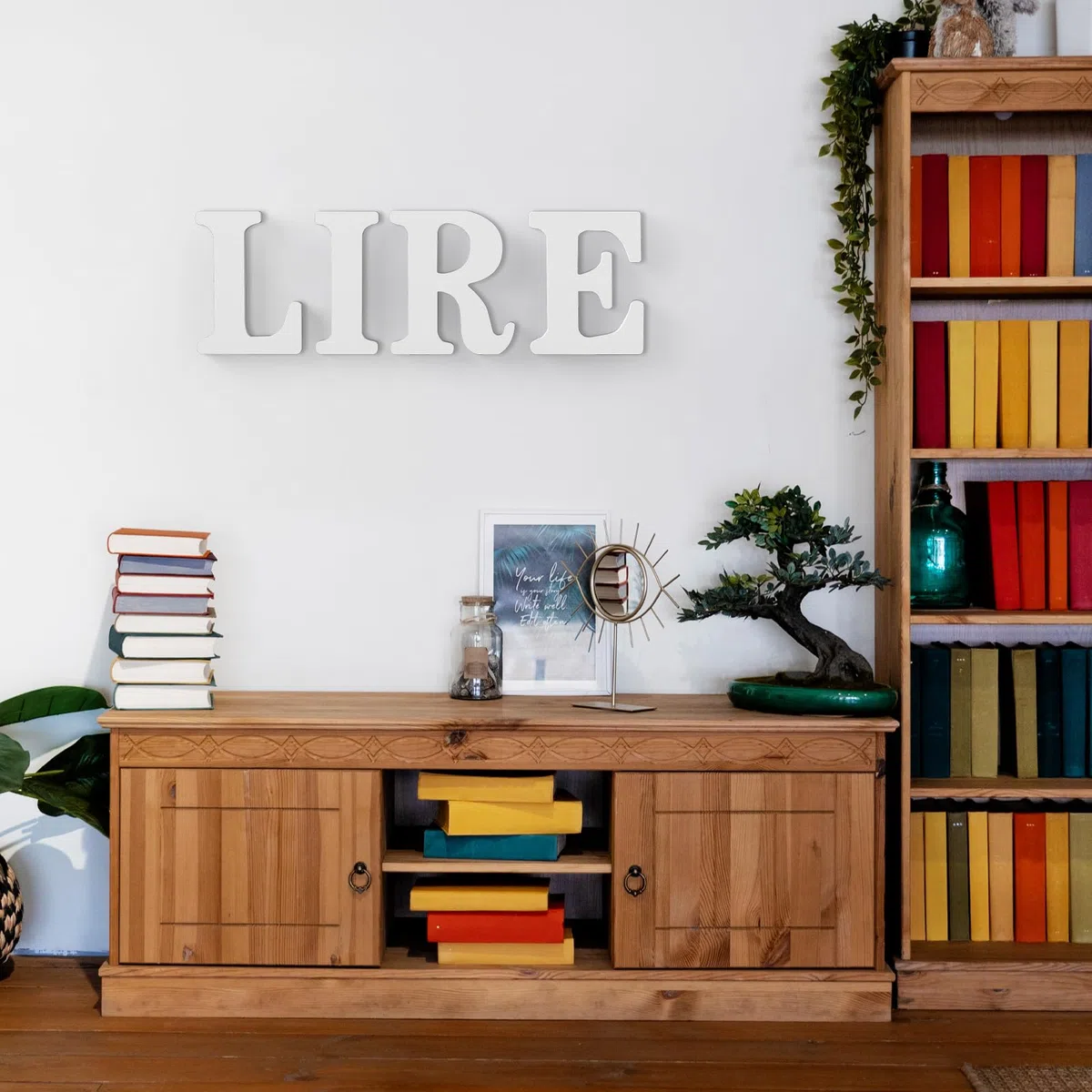 Weiße Holzbuchstaben 25 cm - Unbearbeitete Holzbuchstaben für Wanddekoration - Dekorative Stehbuchstaben - Große Buchstaben für Wanddekoration für Feierprojekte zu Hause (L)