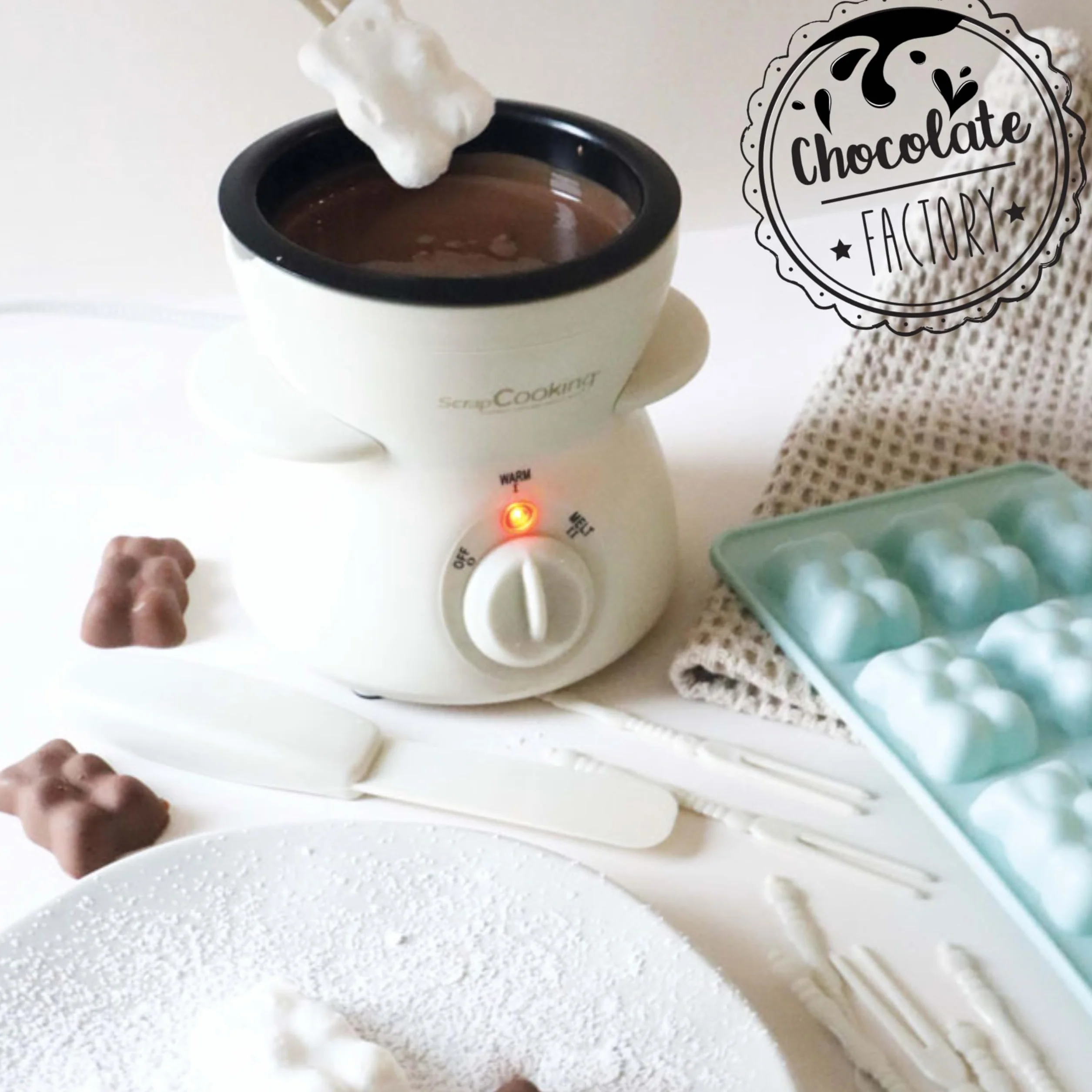 ScrapCooking - Chocolate Factory - Elektrisches Schokoladenfondue-Gerät - Für 2 bis 4 Personen - Schokoladenfondue-Maschine - Geschenkidee Backen & Küche - 3895