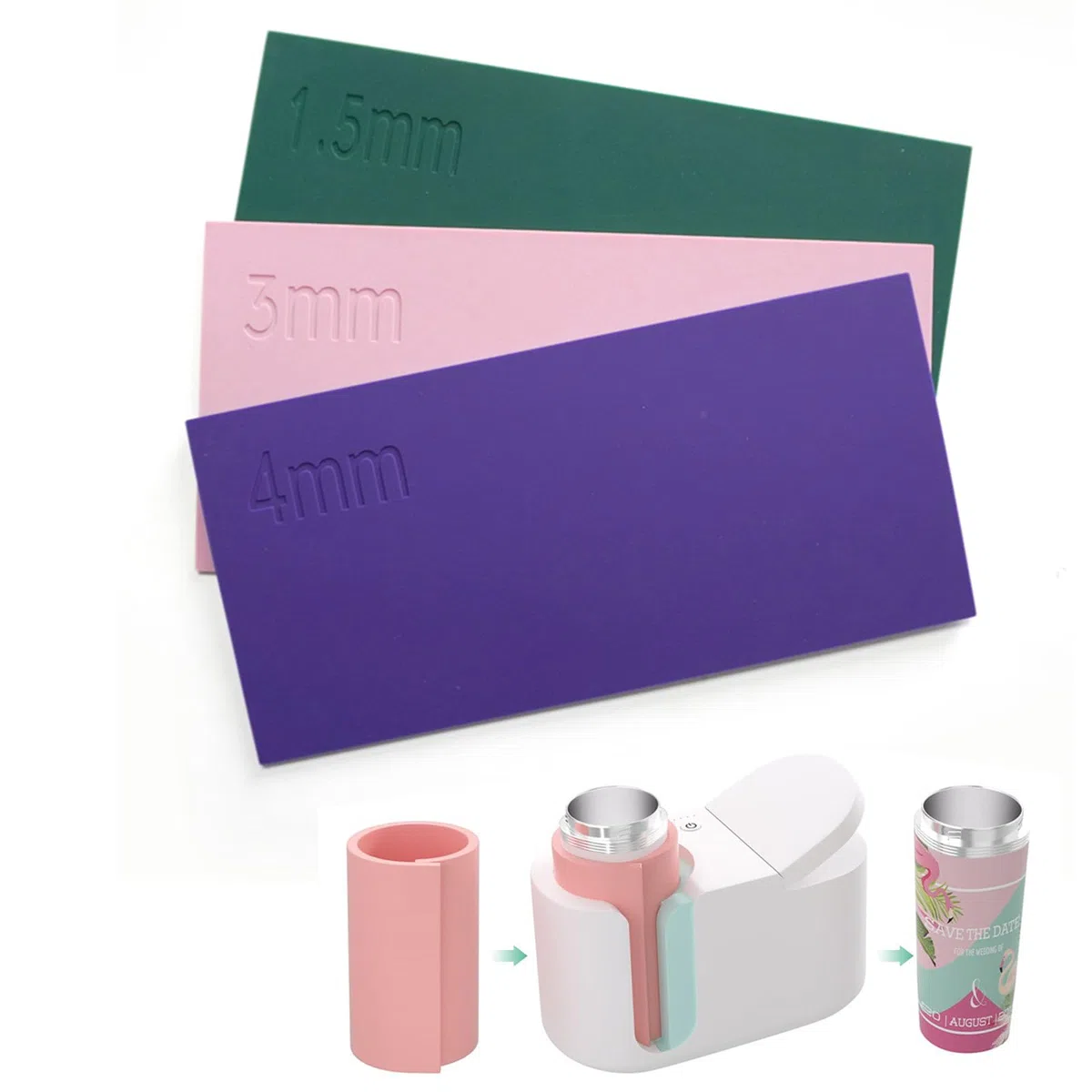 3 Stück Sublimation Silikonmanschette, Silikon Becher Wrap für Sublimations Becher, Silikon Wraps Sublimation in 3 Dicken Kompatibel mit Cricut-Becherpresse, Bunt