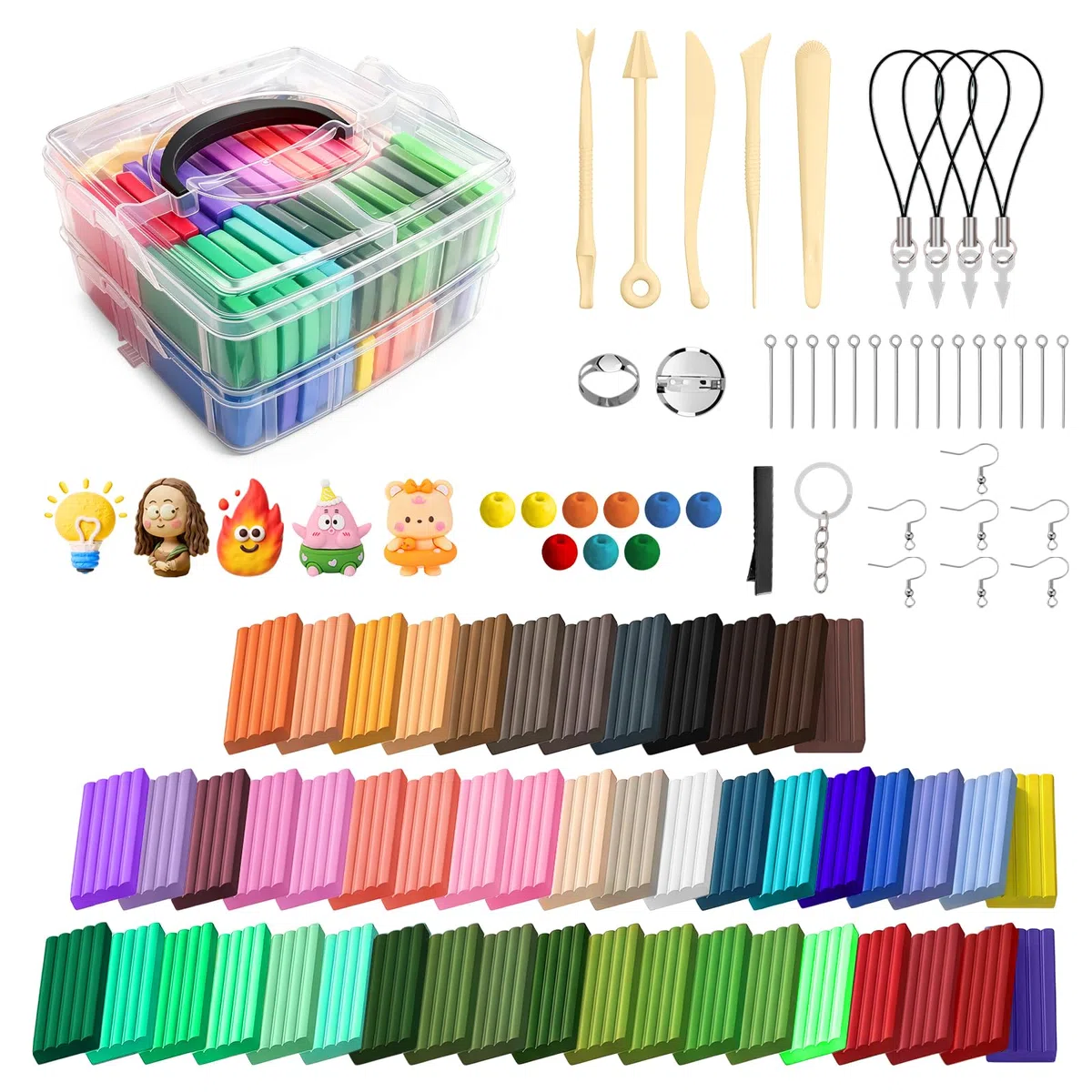 Flintronic Polymer Clay Set, 50 Farben Clay Kit Modelliermasse Ofenhärtend mit Bildhauerwerkzeugen und Zubehör, Creative DIY, Schmuck Design, Home Decoration, Geschenk für Kinder Erwachsene