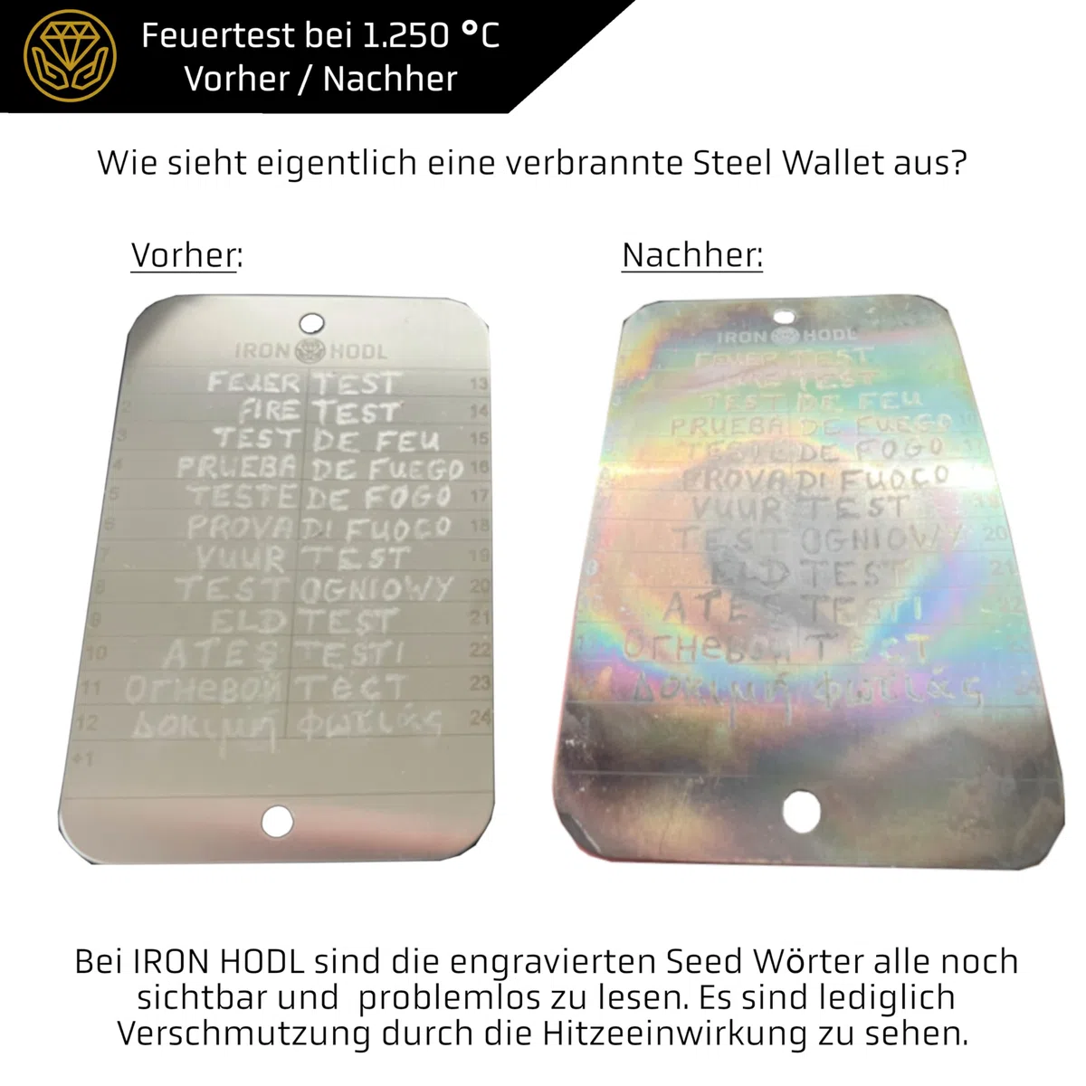 24+1 Stahl Geldbörse mit Metallplatte für Krypto Bitcoin und Krypto aus Stahl