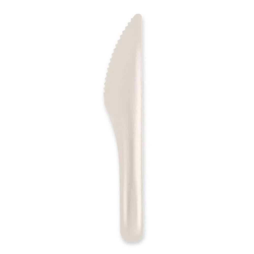 FRANZ MENSCH 50 Stück NATUREStar Bio Messer | Zuckerrohr, Packung, weiß, L: 16cm, B: 3,6cm, H: 0,6cm, Einwegmesser, Zuckerrohrmesser, Einwegbesteck