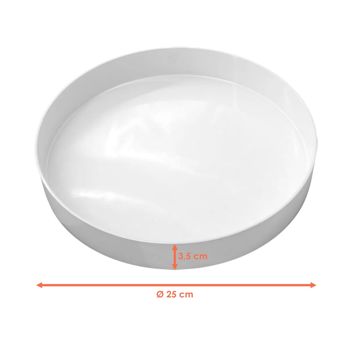 Kerzentablett rund weiß Hochglanz - 25 cm - Dekotablett glänzend mit Rand - Kellnertablett Dekoteller Kerzenteller Mehrweg Tablett für Dekorationen Geschenke Weihnachten