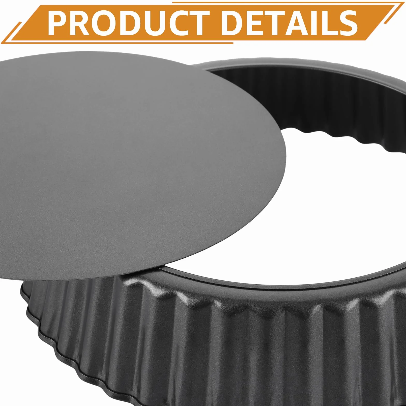 2 Stück Tarteform mit Hebeboden Set, 24x5 cm Antihaft Quicheform, Tarte Form Rund, Quiche Backform mit Hebeboden, Tortenbodenform für Tarte, Quiche, Pie