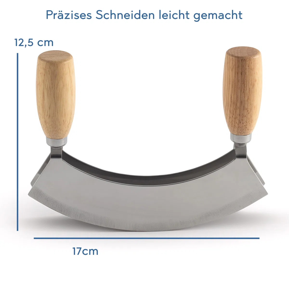 Hanseküche - Kräutermesser Wiegemesser Zweischneidig 17,5 cm – Spezialklingenstahl – Küchenklinge zum Feinen Zerkleinern, Hacken & Schneiden von Kräutern
