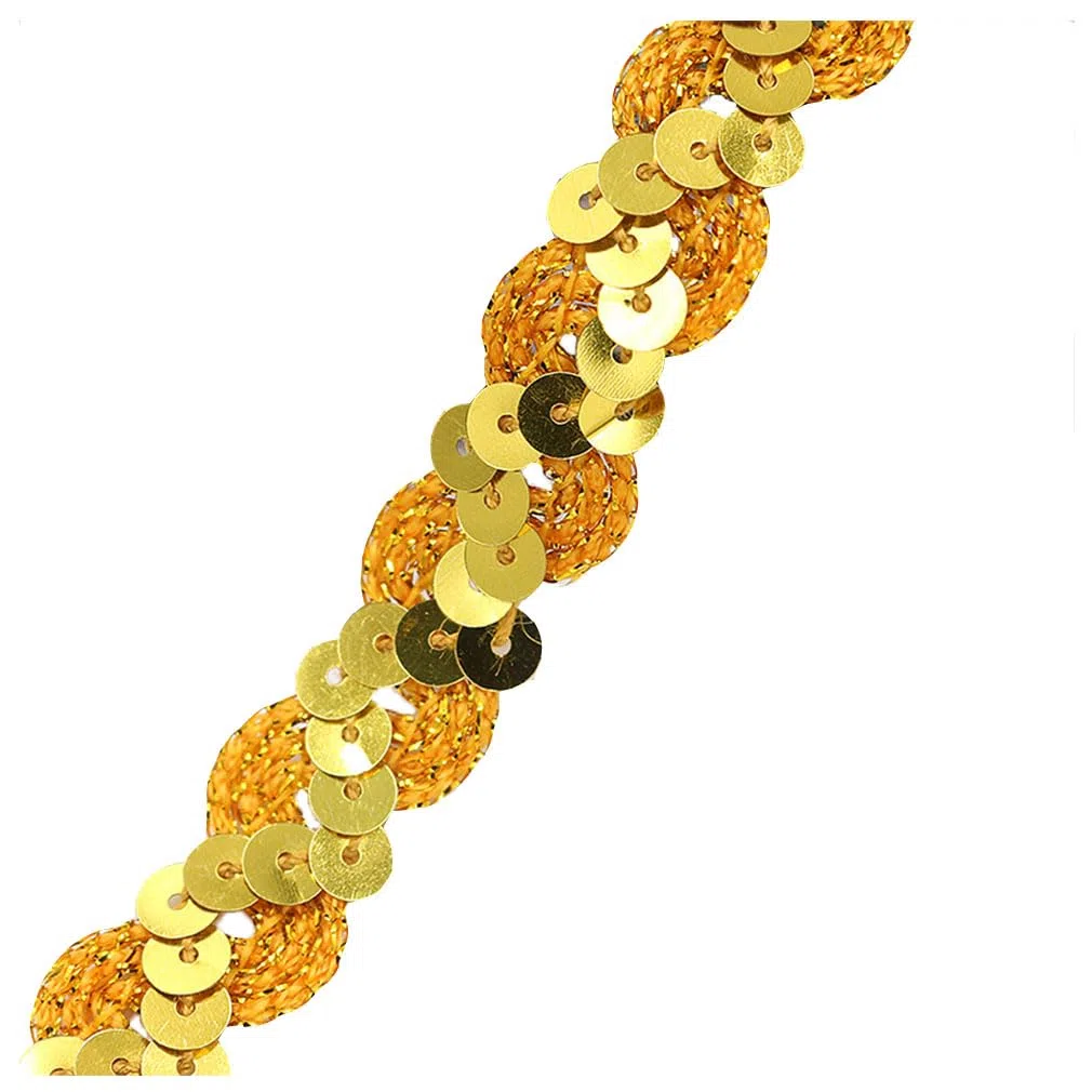 25M Paillettenband Glitzer Pailletten Bänder Zierband Paillettenbesatz Applikation Dekoband Paillette Trim Glänzendes Borte Bling Ribbon Nähen Handwerk Zubehör für Kleid Stirnband Golden