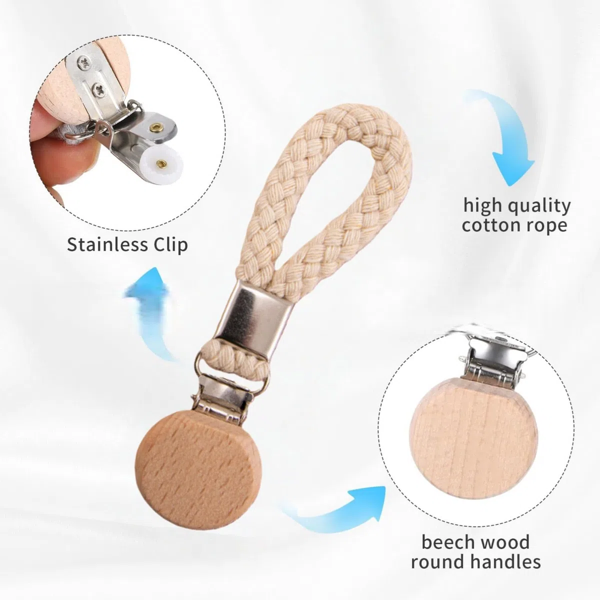 2 Stück Hängende Geschirrtücher Clips,Handtuchclips zum Aufhängen,Handtuchaufhänger Schlaufe, Multifunktional für Küche Bad Balkon Schränke,Handtuch Klammer Ohne Nähen, Beige
