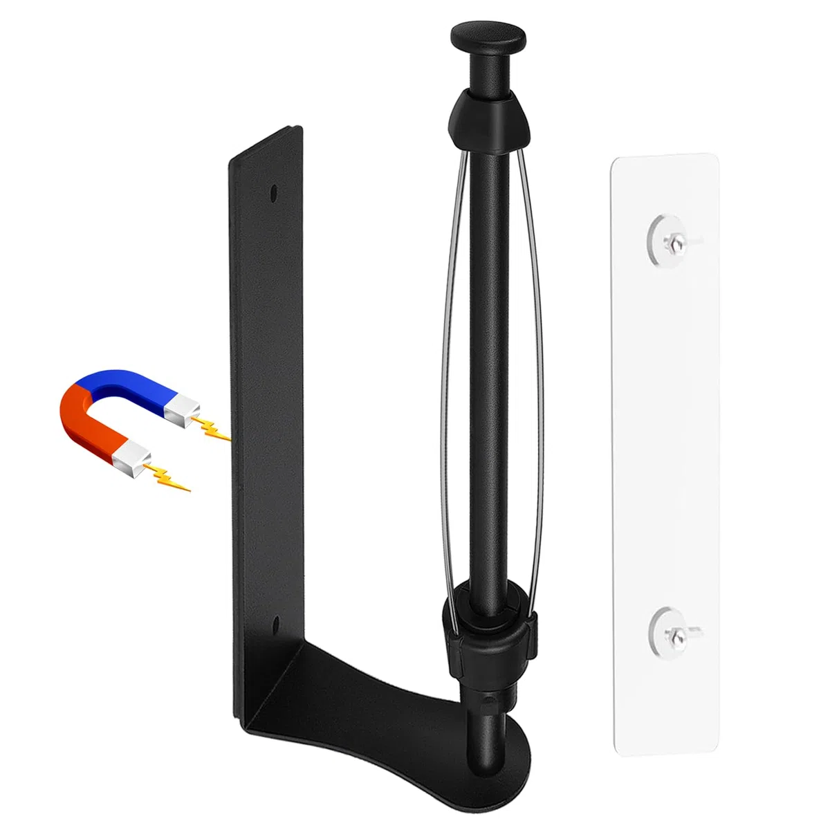 Magnetischer küchenrollenhalter mit Dämpfungseffekt, Einhandbedienung, Selbstklebend & Bohrfrei, Aus Aluminiumlegierung, für Küche, Kühlschrank, Backofen, Wohnmobil & Garage (Schwarz)