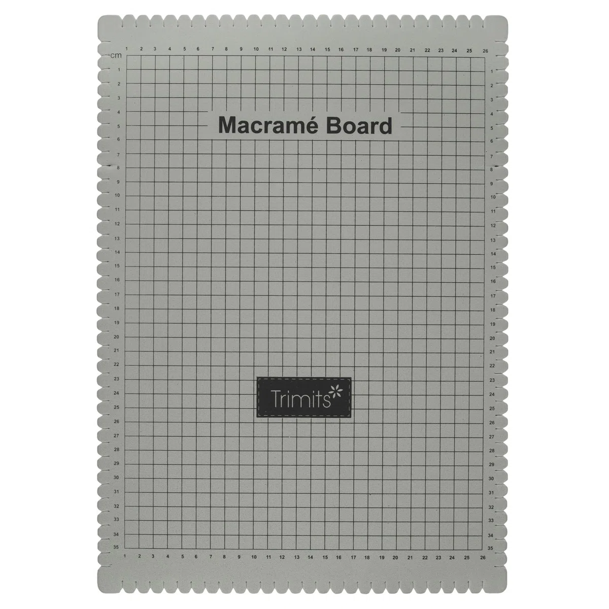 Trimits Makramee-Brett - A3-29,7 x 42 cm, doppelseitig, metrisch und imperial, selbstheilend zum Flechten, Knoten, Bastelprojekte - Grau
