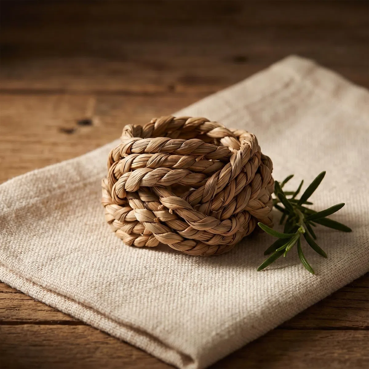 HOMSFOU 6 Stück Gewebte Serviettenringe: Rustikale Tischdekoration aus Jute – Bauernhaus-Serviettenhalter, geflochtene Strohringe für natürlichen Look
