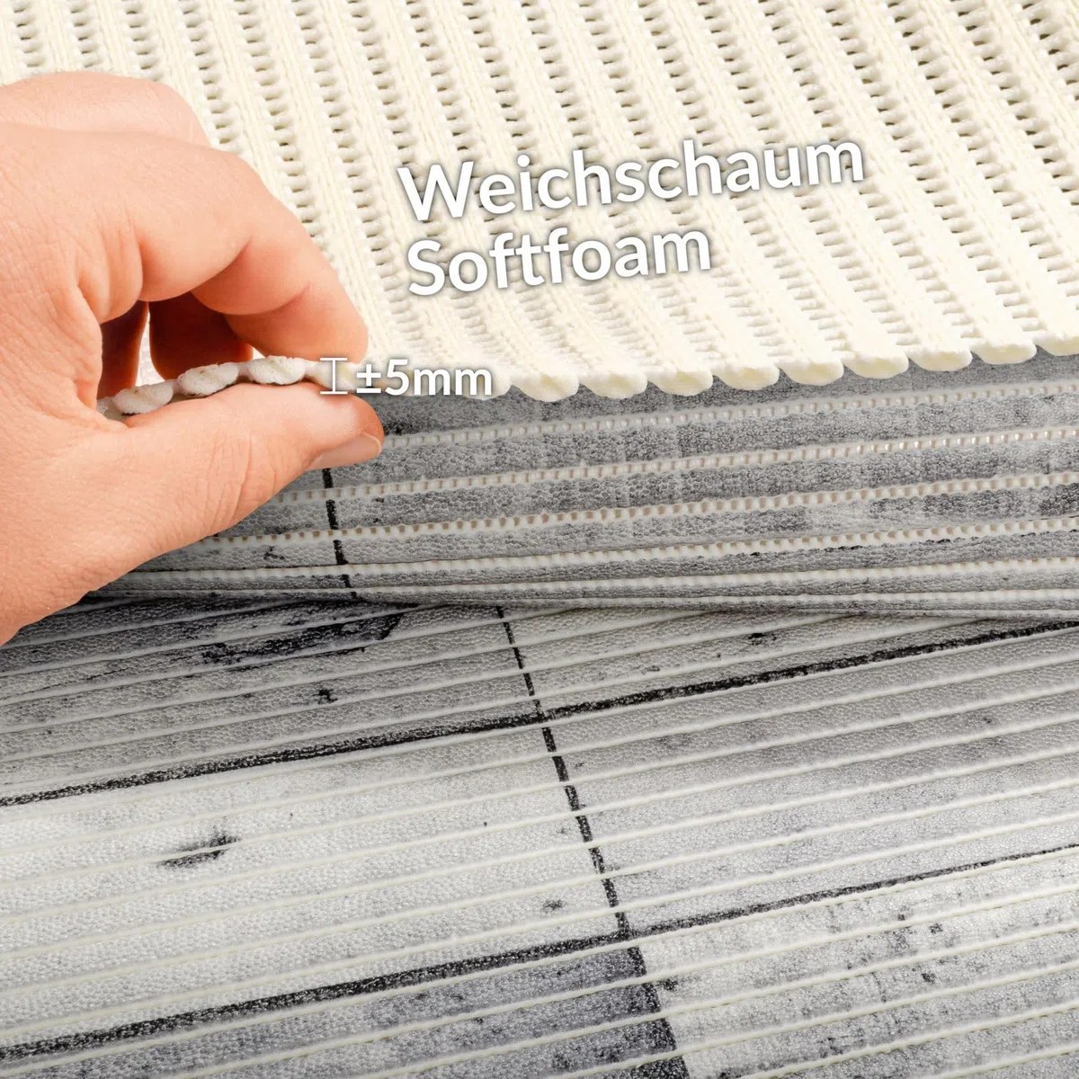 ANRO Badematte Weichschaummatte Bad- und Duschvorleger Antirutsch Badläufer Holz Diele Grau 100x130cm