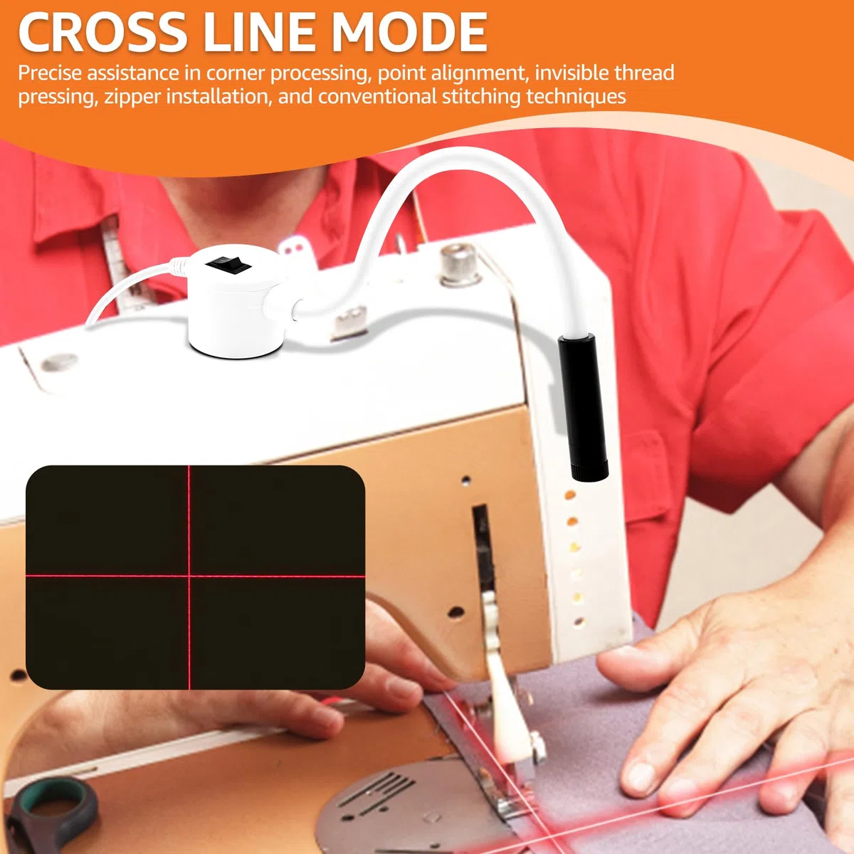 Magnetische Positionierungsleuchte,Magnetic Positioning Quilting Light,Fadenkreuz und Einstellbare Adsorption,für Stickerei,Patchwork,Obere Naht,Zuschnitt(Kreuz)