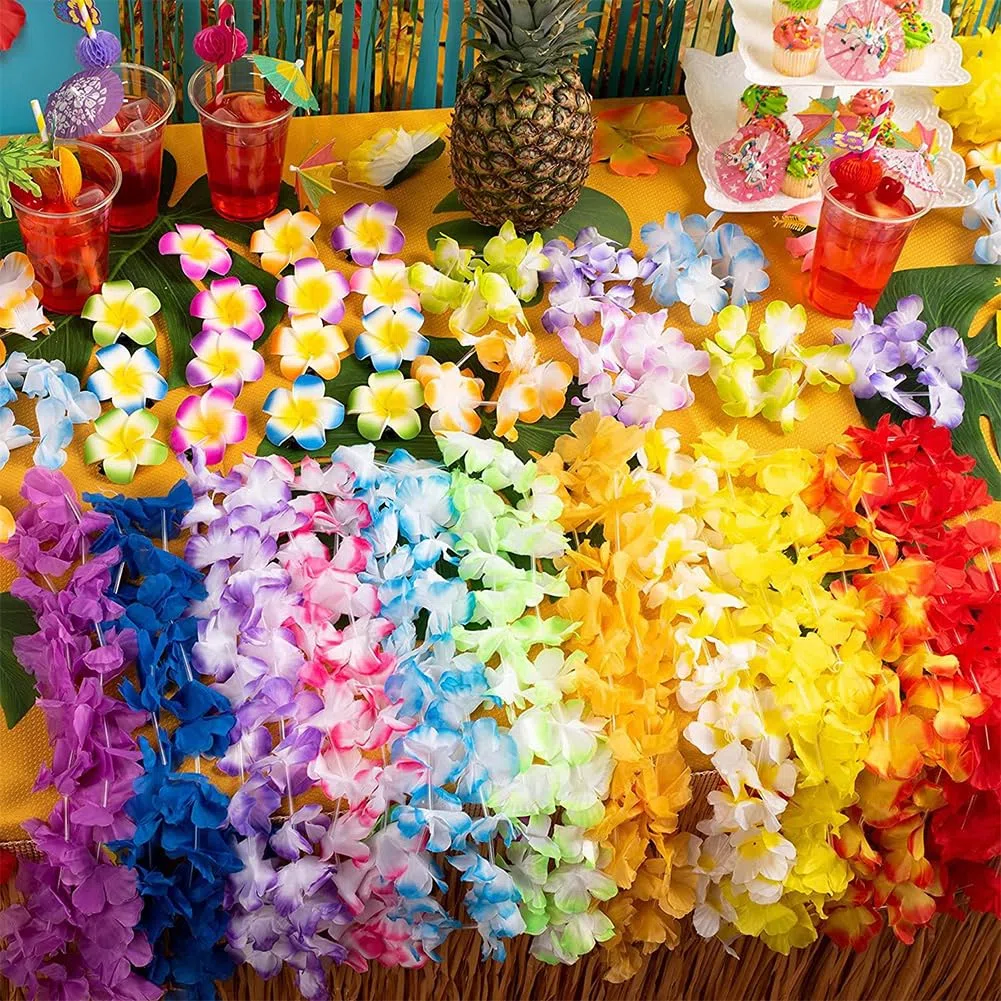 Joycabin 10 Stücke LED Hawaii Ketten Blumen,Leuchtende Hawaii Blumenketten Hawaiianische Deko Girlanden,Bunte Blumenketten Hawaii für Kinder Erwachsene Tropisch Geburtstag Party Strandurlaube,Bunte