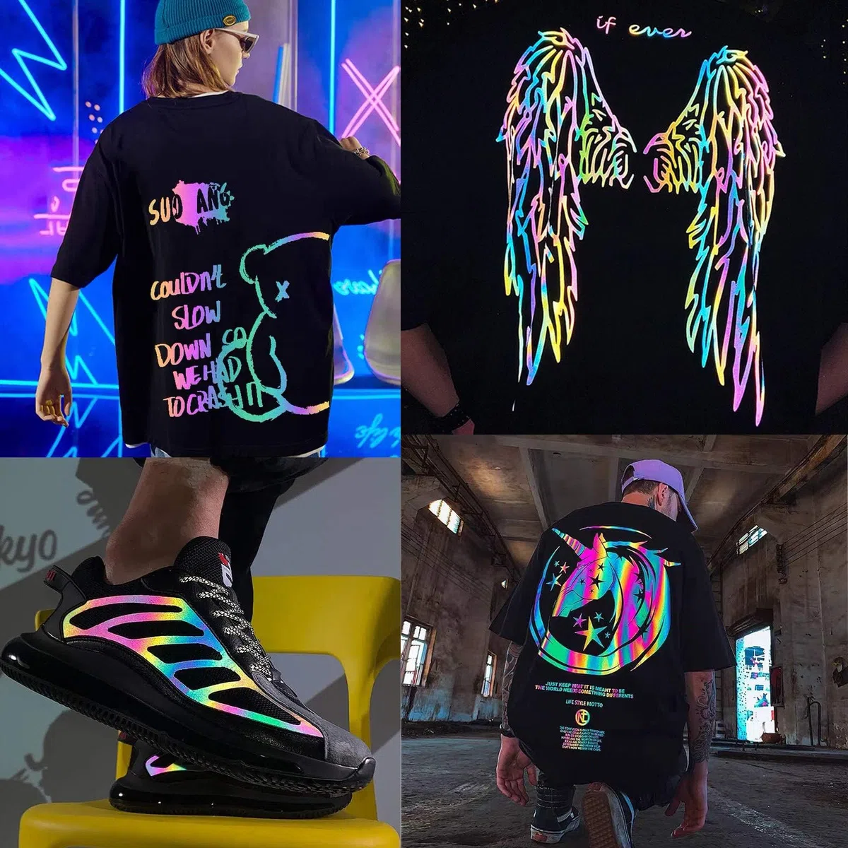 Reflektierend Regenbogen Plotterfolie Textil，30.5cm x 183cm Holografische Vinylfolie Plotter Flexfolie für Cricut und Silhouette Cameo，Textilien Transferfolie zum Aufbügeln für DIY T-Shirt, Stoffe