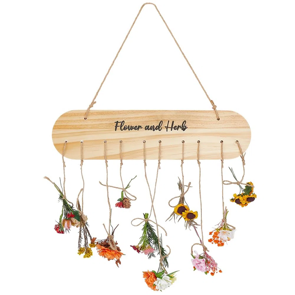 PH PandaHall Kräuter Trocknungs Gestell Hängend 12 Löcher Kiefern Holz Getrocknet Kräuter Gestell Wandmontiert Blumen Trocknungs mit 10m Jute Schnur für Zuhause Küche Hexe Gras Wand Kunst Dekor