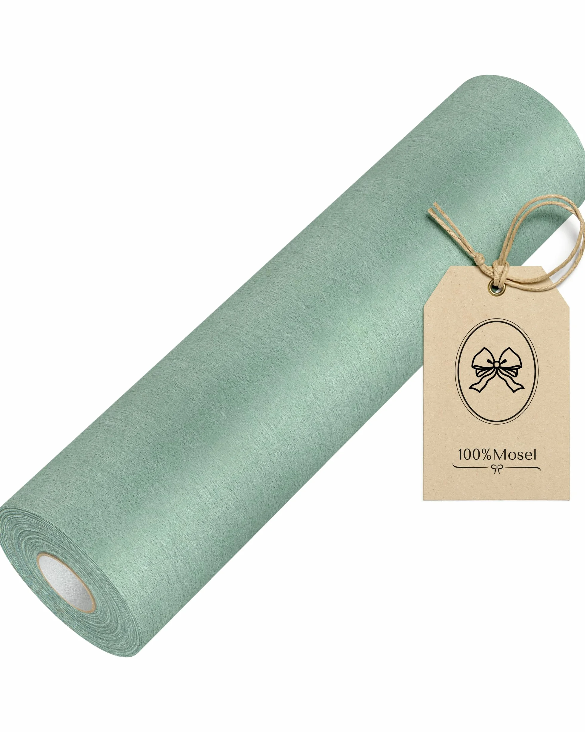 100%Mosel Vlies Tischläufer, in Eukalyptus Grün (30 cm x 25 m), dekoratives Tischband, edle Tischdeko für Geburtstage & Hochzeiten, Bunte Dekoration zu besonderen Anlässen