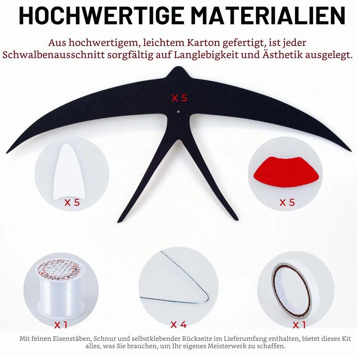 Fliegende Schwalben Hängende Mobile 5er Set, DIY Handgemachte Schwalbe Vogel Mobile Hängende Dekor für Wohnzimmer und Schlafzimmer