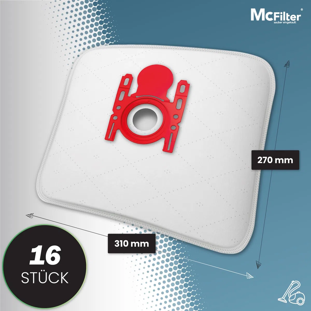 McFilter I 16 Staubsaugerbeutel kompatibel mit Bosch Serie 2 Serie 4 Serie 6 Serie 8, BBZ16FGALL Typ G ALL, passend für BGL8XHYG, BGD38RD1H, BGDS2CHAMP GL-20 30 allergy MoveOn Mini inkl. 4 Mikrofilter