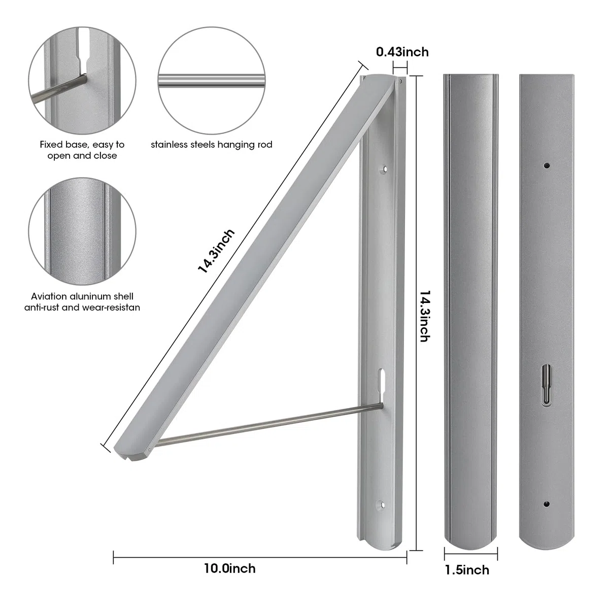 Kleiderhaken Klappbar kleiderwandhaken Wäschelüfter Wand Aussenbereich Klapphaken Haken Kleiderständer Wandhaken Kleiderlüfter Garderobenhaken für Ecken, Balkon, Badezimmer (Silver)