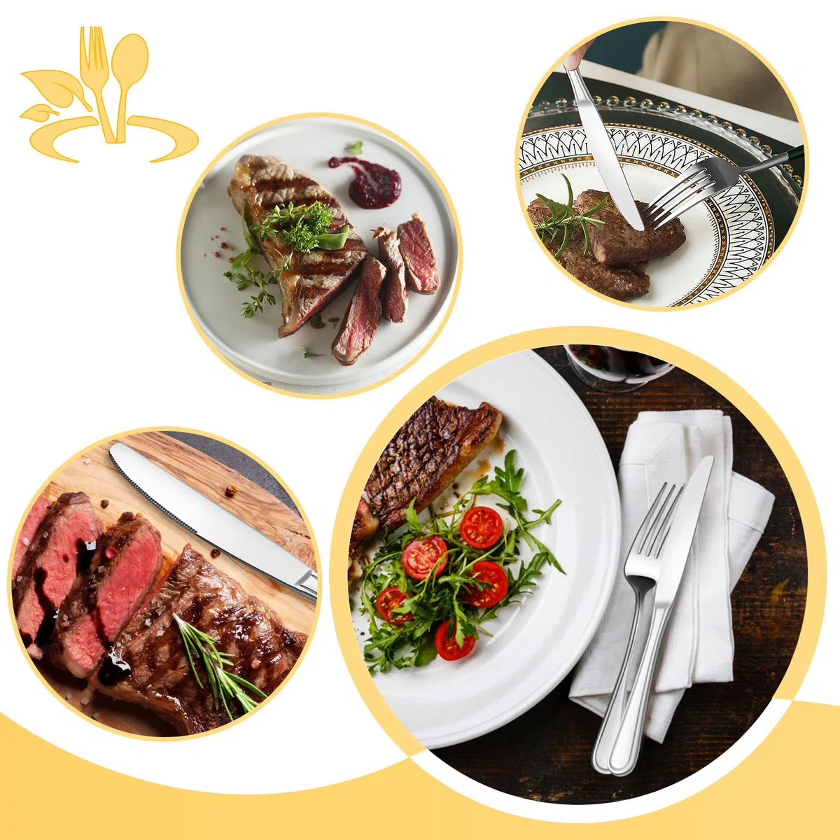 BEWOS 16 Stück Tafelmesser, 23CM Tischmesser, Buttermesser aus Edelstahl, Kostengünstiges Besteck Messer, Geeignet für Haus/Restaurant/Küche, Spülmaschinenfest & Spiegelpoliert