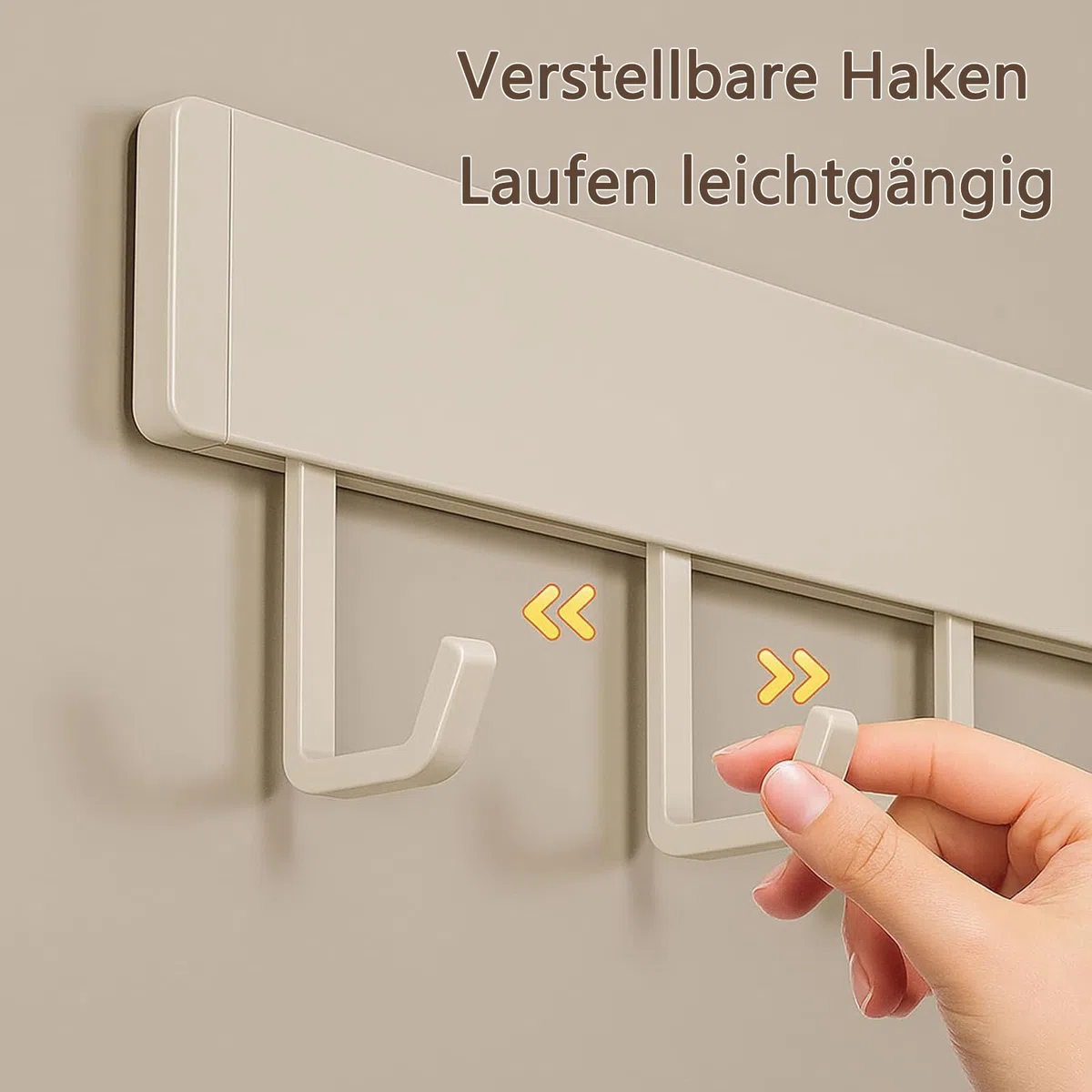 Hakenleiste Küche, 50 cm Hängestange Selbstklebend, Küchenstange mit 10 Beweglichen Haken, Küchenreling aus Aluminium Ohne Bohren, Hängeleiste für Löffel, Schaufel, Küchenutensilien