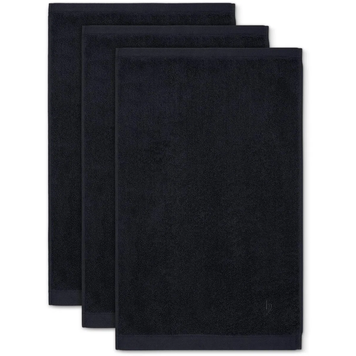 herzbach home Deep Black Kollektion | Set: 3X Gästehandtücher 30x50 cm | 100% Baumwolle | Weich und Saugstark | Farbe: Schwarz