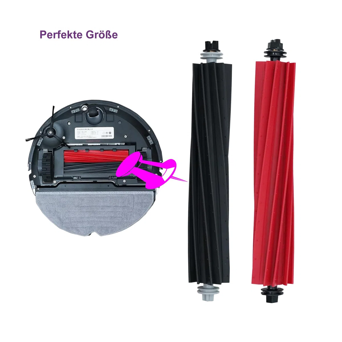 Ersatzteile Zubehör, Trennbare Rubber DuoRoller-Bürste für roborock S8/S8 +/S8 Pro Ultra/Q8 max/Q8 max+/Q5 max Roboter Staubsauger, 2-Satz Gummirollenbürsten.