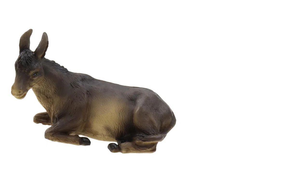 ELLUG Krippenfiguren Tiere 4er Set Ochse, Esel, Schaf, Lamm als Ersatzfiguren Tierfiguren Krippenzubehör Weihnachtskrippe max. H.: 7,5cm / max. L.: 10cm