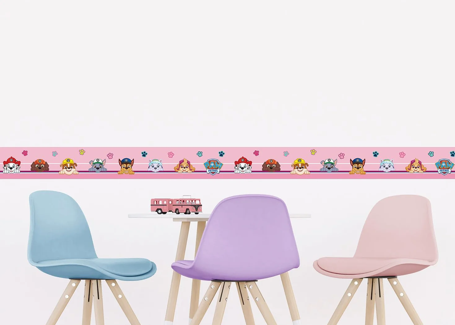 AG Design Selbstklebende Bordüre Paw Patrol Sei Glücklich, AWBD 8006 | Wasserfest Kinderzimmer Wand Dekoration | Wandbordüre für Mädchen und Junge | Folie, Mehrfarbig | Breite 500 cm x Höhe 13.8 cm