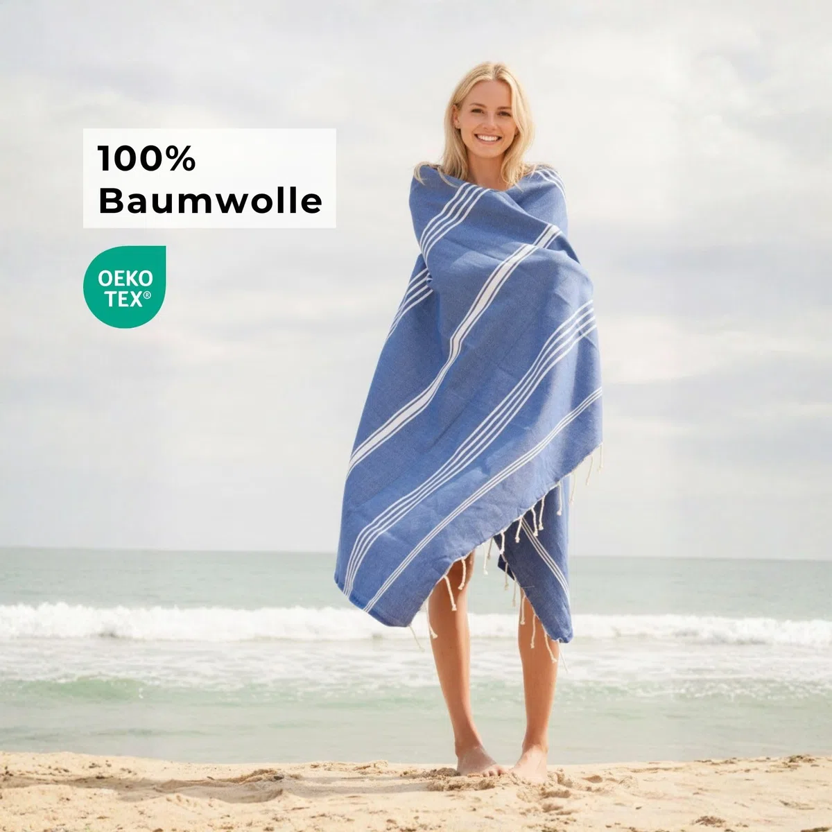 Hamamtuch groß 100x200 cm (Baumwolle), Strand-Saunatuch Damen Herren Saunahandtuch: dünn, kompakt, lang - Strandtuch Hammam Sauna Tuch XXL, Handtuch: Strandhandtuch Urlaub Must Haves