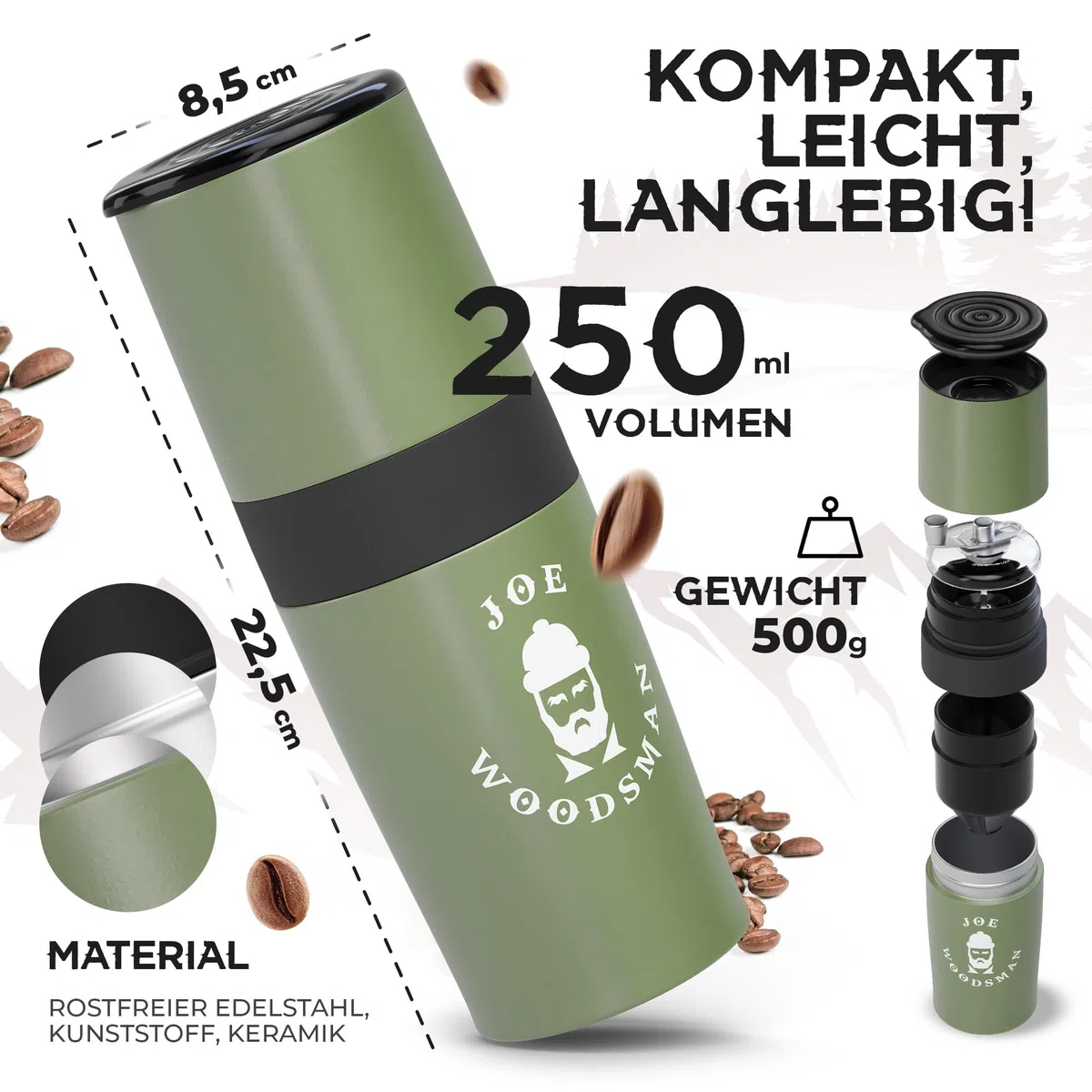 Reisekaffeemaschine - All-in-One Becher und Kaffeemaschine für Wandern, Trekking, Camping und Festivals - Jetzt entdecken!