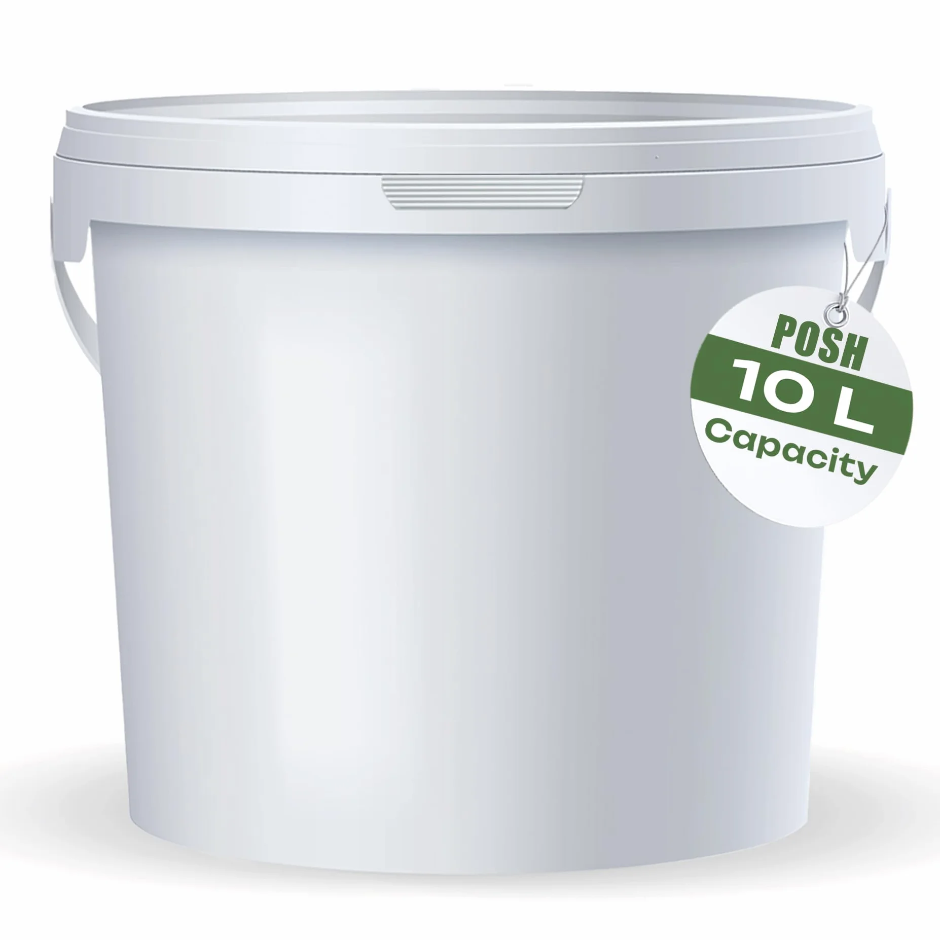 POSH Eimer mit Deckel 10L – Weiß, Kunststoff, lebensmittelecht, auslaufsicher, geruchsneutral, robust, stabil, luftdicht, Eimer mit Henkel (3, 10L)