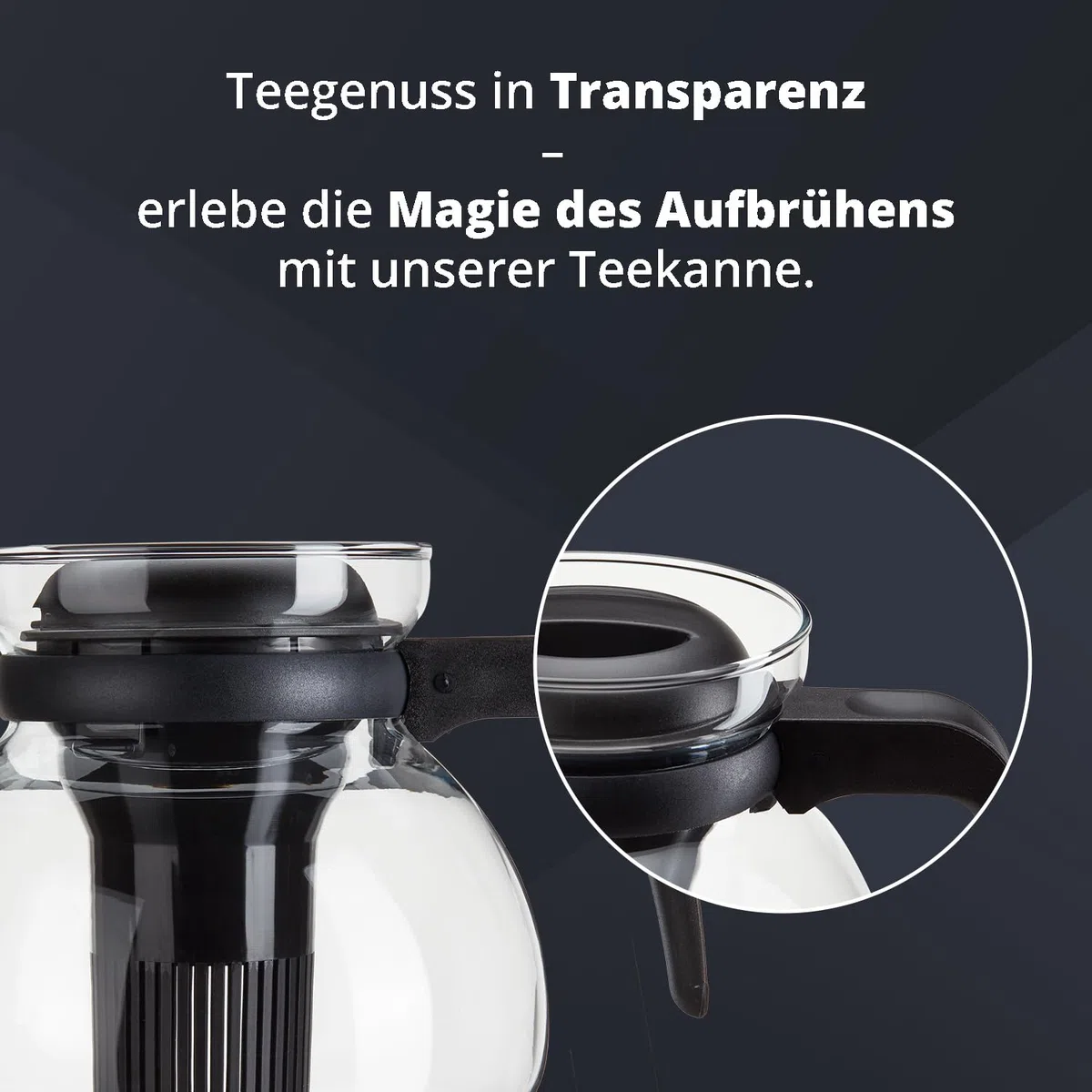 Peill+Putzler Germany Glaskanne mit Kunststoffsieb & -Deckel, 1,5 Liter Fassvermögen, Teekanne aus hitzebeständigen Borosilikatglas, Teezubereiter, spühlmaschinengeeignet