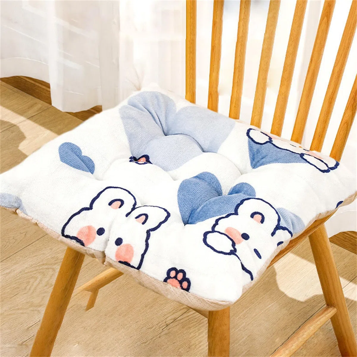 Sitzkissen Kinder Stuhlkissen für Schule, Memory Foam Kissen, Verdicktes PlüSch Sitzkissen, Winter Warm Zu Halten Rutschfeste Sitzkissen für Outdoor & Indoor Gartenstuhl (Kaninchen,40X40 cm)