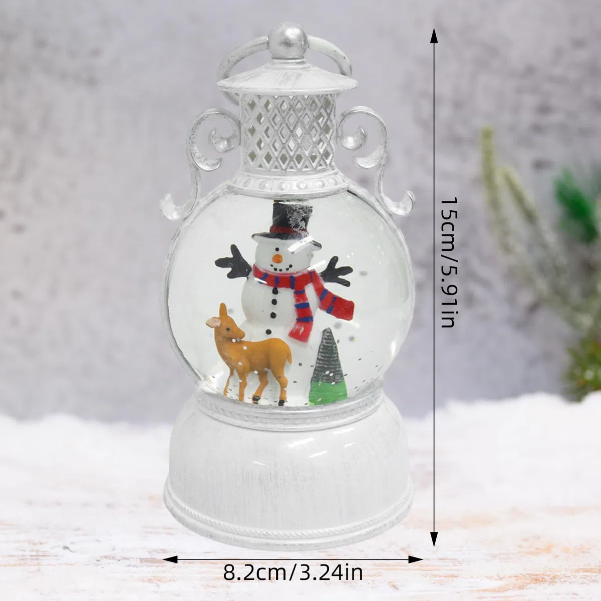 Giugio Weihnachten Deko, LED Schneekugel mit Musik und Licht, Kugellaterne aus Glas mit Schneegestöber, Warmweißes LED-Licht, Geschenk für Weihnachtsfeier, Heimdekoration (A)
