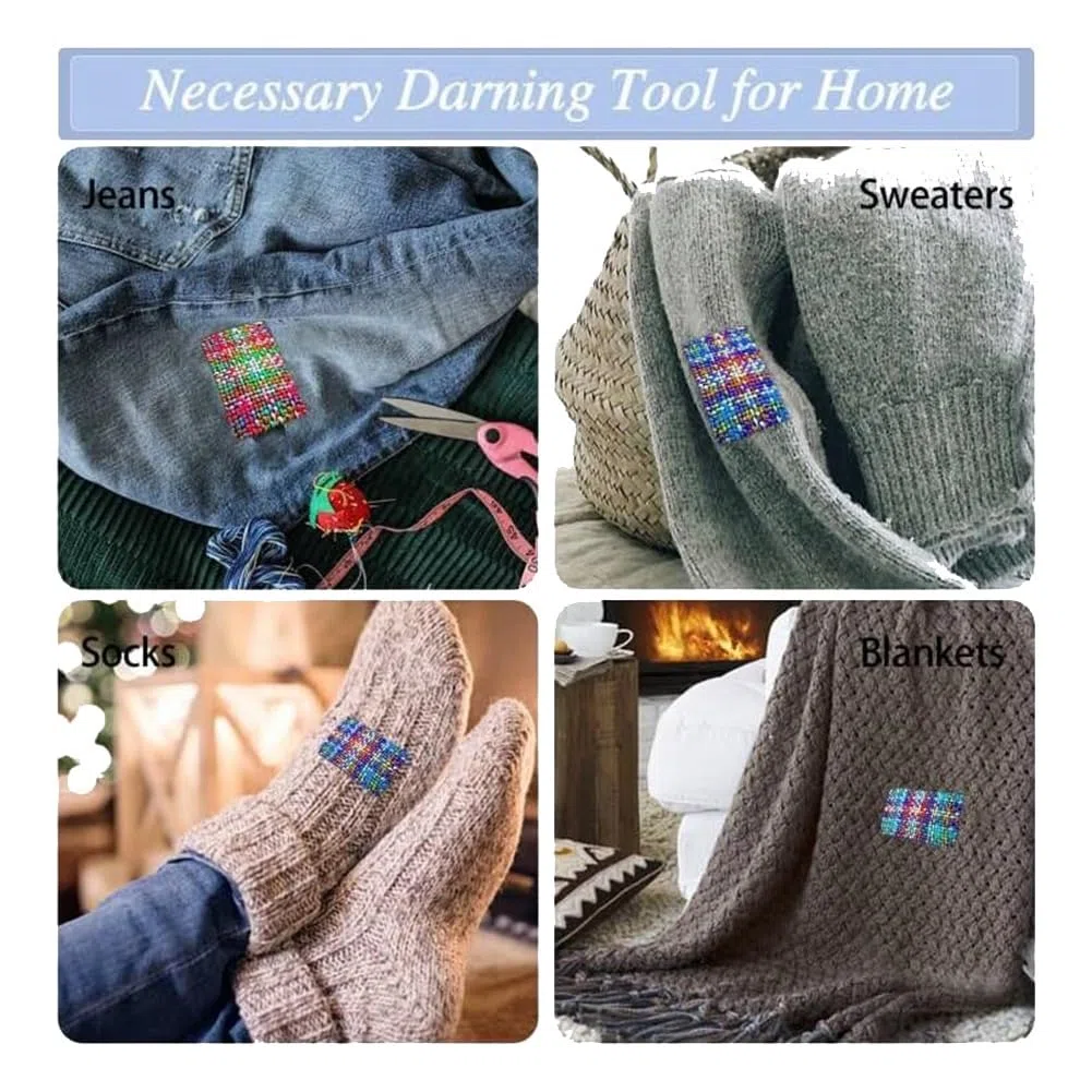 14 Haken Stopf-DIY-Weberei-Reparaturwerkzeug Komplettes Stopfset für Anfänger zum Schnellen Ausbessern Von Jeans, Socken und Mustern