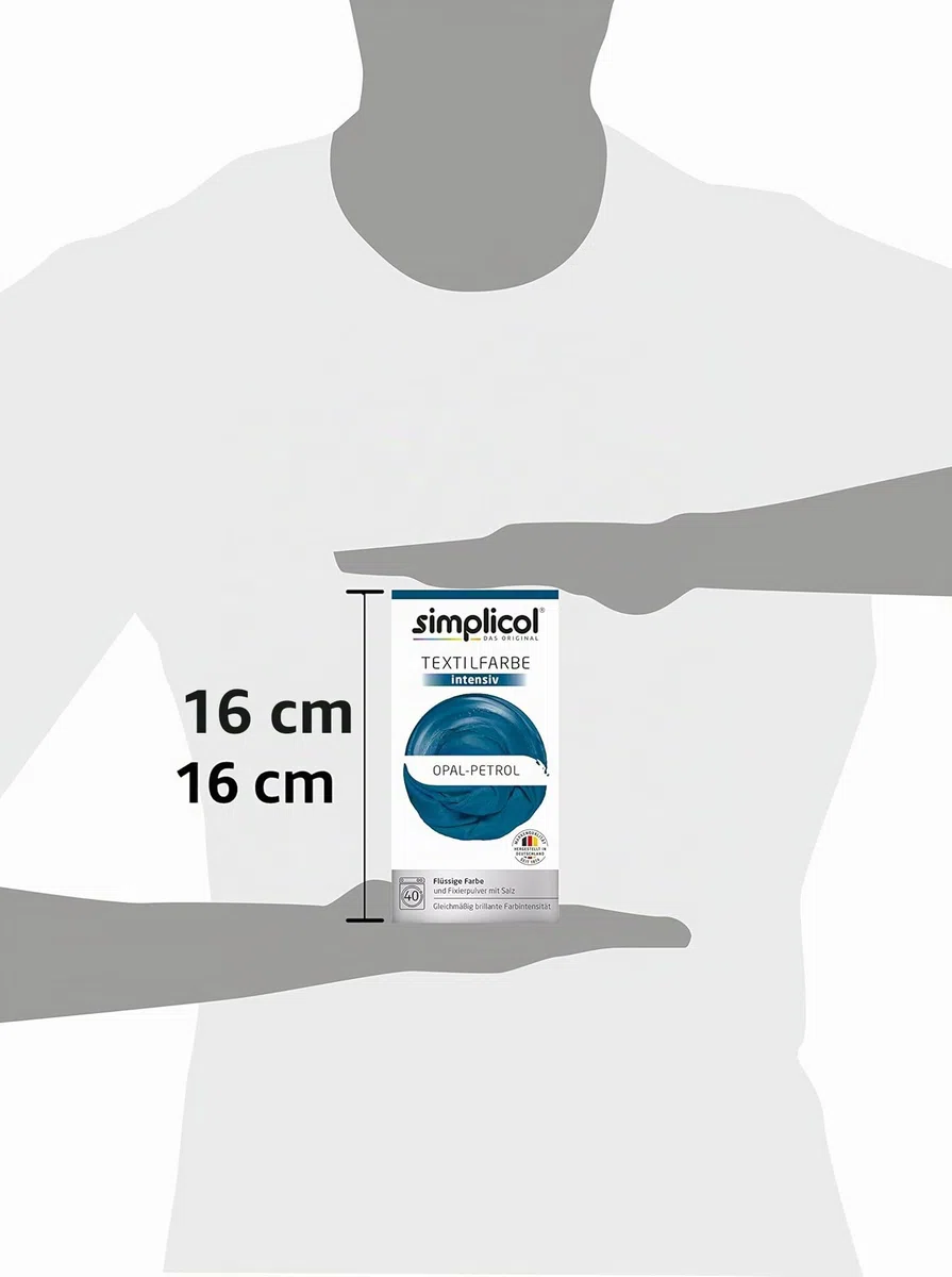 Simplicol Intensive Textilfarbe Express Maschine (Flüssigfarbe + Fixiersalz), Petrolblau, 2 Stück