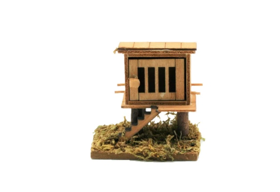 Unbekanntes Holz Zubehör in braun für Krippenset, 6-teilig, inkl. Brunnen/Holzstapel