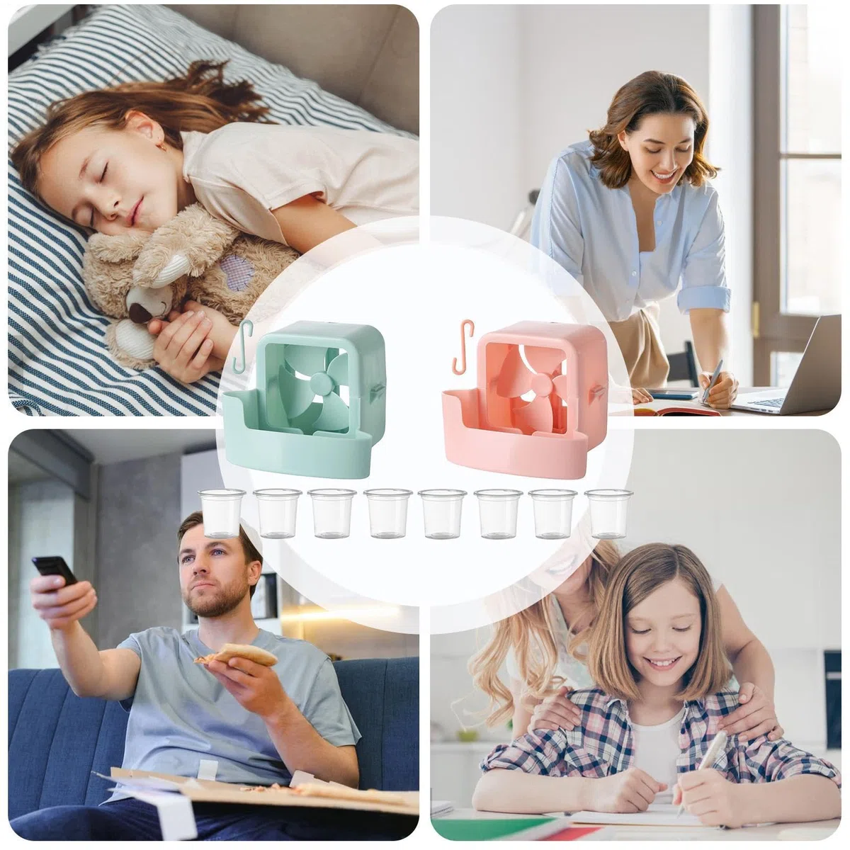 Doppelteiliges Windkühlungszubehör – Ventilator-Kühlaufsatz, -Luftstromverstärker-Set, Hakenmontierter Temperaturreduzierer, tragbare Sommer-Komfortlösung für drinnen und draußen, Wohnzimmer