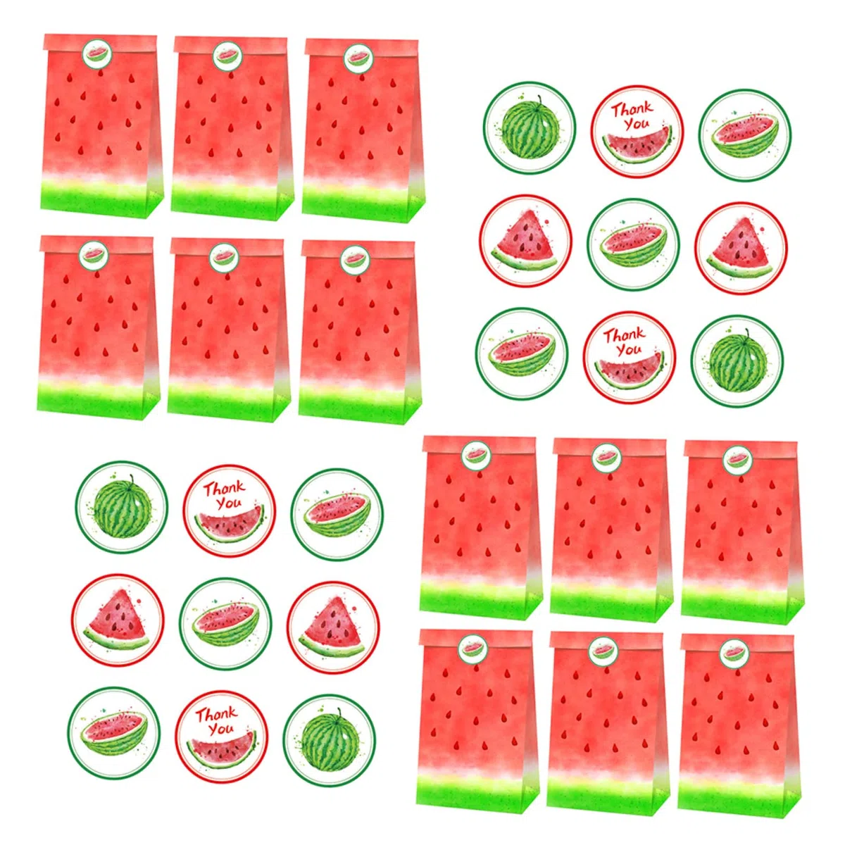 SEWOART Hawaiian Candy Papiertüten 20X8X5 Zoll Wassermelonenmotiv Lebensmittelqualität Geschenkbeutel Für Sommerparty Familienfeier Süßigkeiten Verpackung