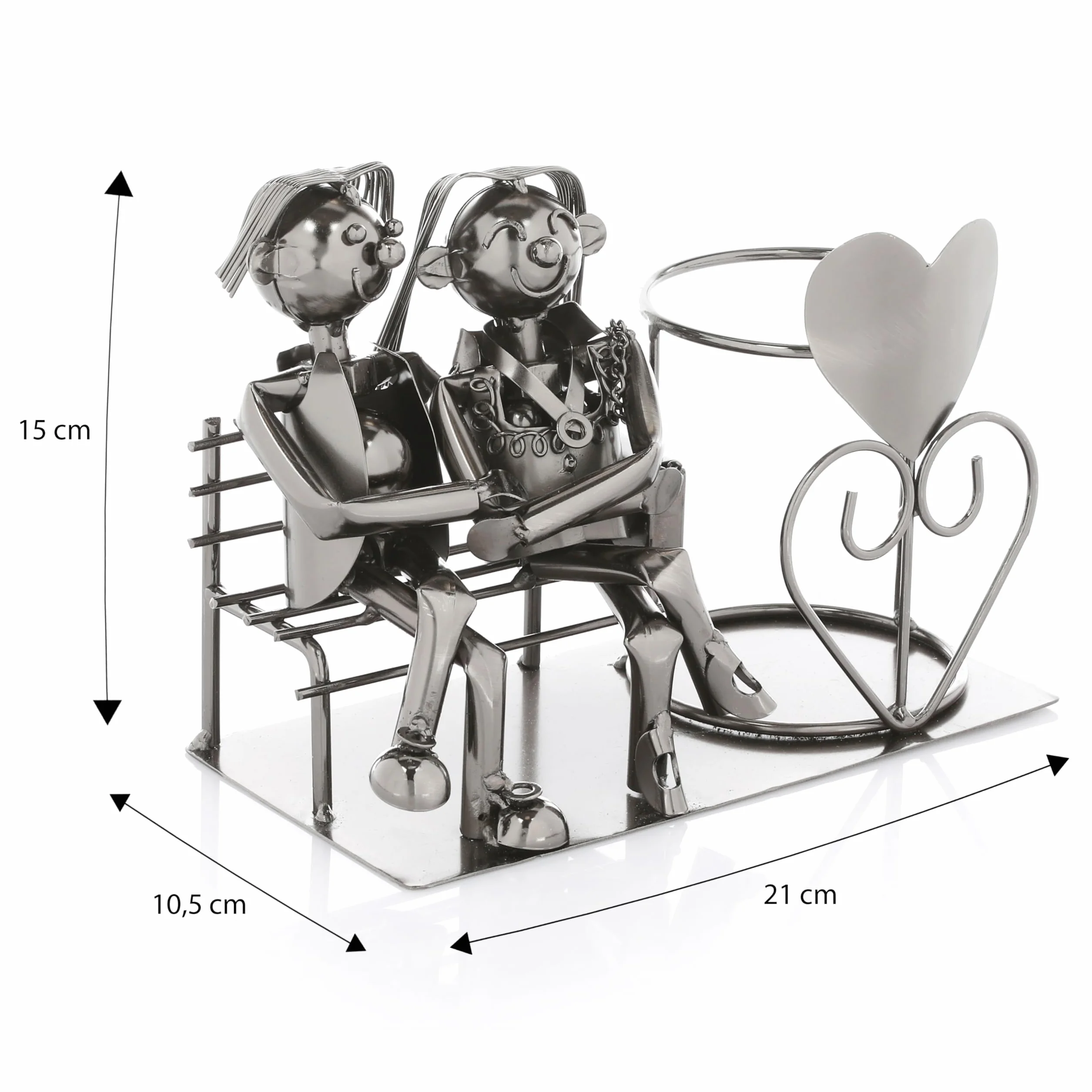 Nordstern Flaschenhalter Liebespaar Metall - Hochzeitsgeschenk Weinflaschenhalter Pärchen - Geschenk zur Hochzeit, Silberhochzeit oder Goldhochzeit