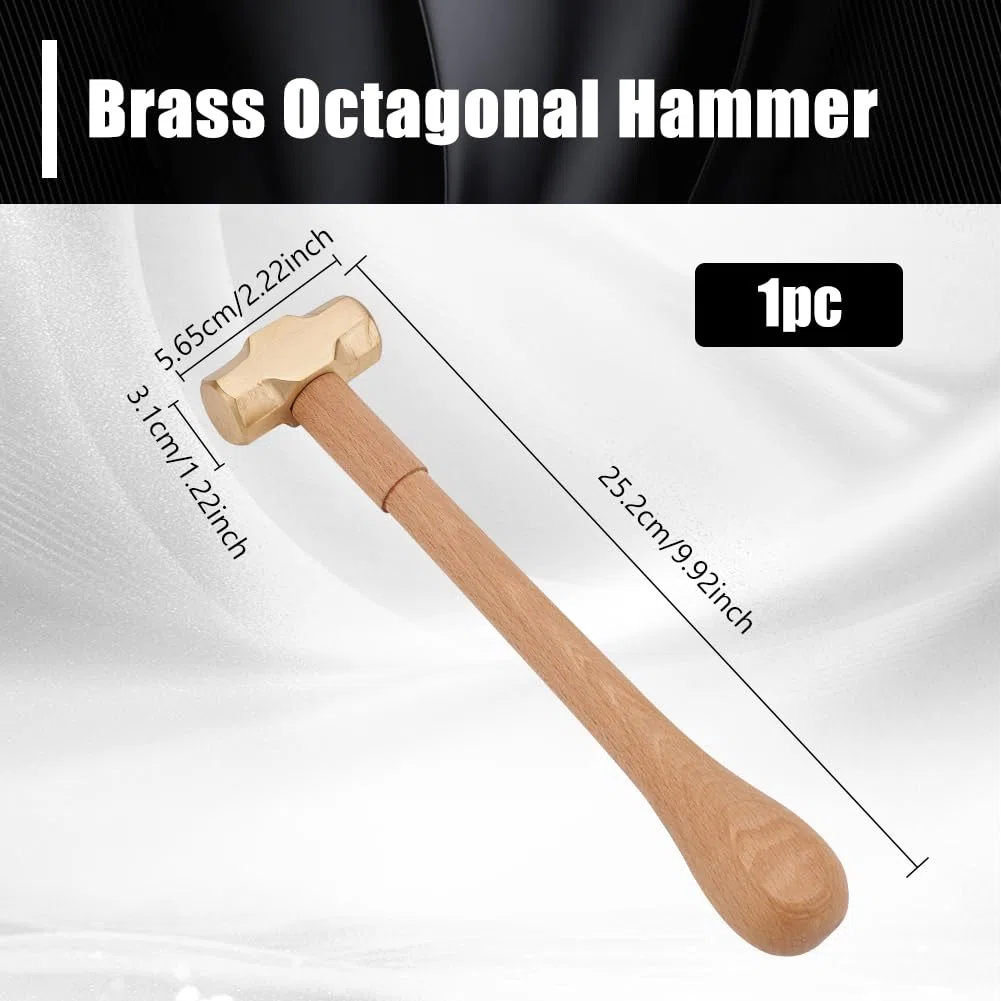 BENECREAT Vorschlaghammer Aus Messing, 25cm Langer Hammer Zur Schmuckherstellung, Hämmer Mit Buchenholzgriff Für Die Schmuckherstellung
