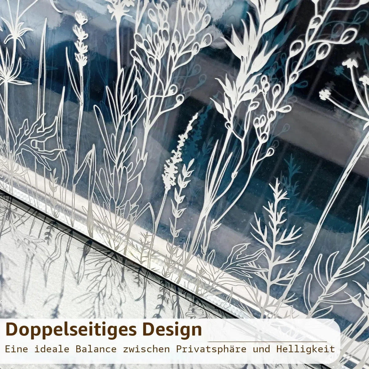 Fensterbilder Reinweiße Wiesen, Fensterbilder frühling Florale Motive, Frühlingsdeko Mehrweg Wildblumen und Pflanzen, Wohnzimmer, Schlafzimmer, Bad, Küche fensterdekoration 39x150cm