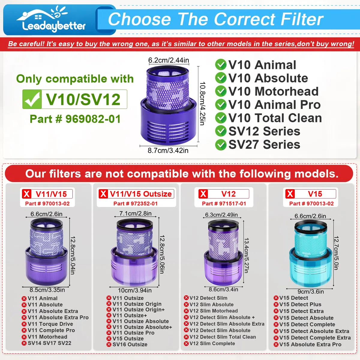4 Stück Ersatzfilter für Dyson V10 SV12 Cyclone Animal Absolute V10 Total Clean Akku Staubsauger Ersatzteil,V10 Motörhead Hepa Filter mit Reinigungsbürste Ersetzen Sie # DY-969082-01