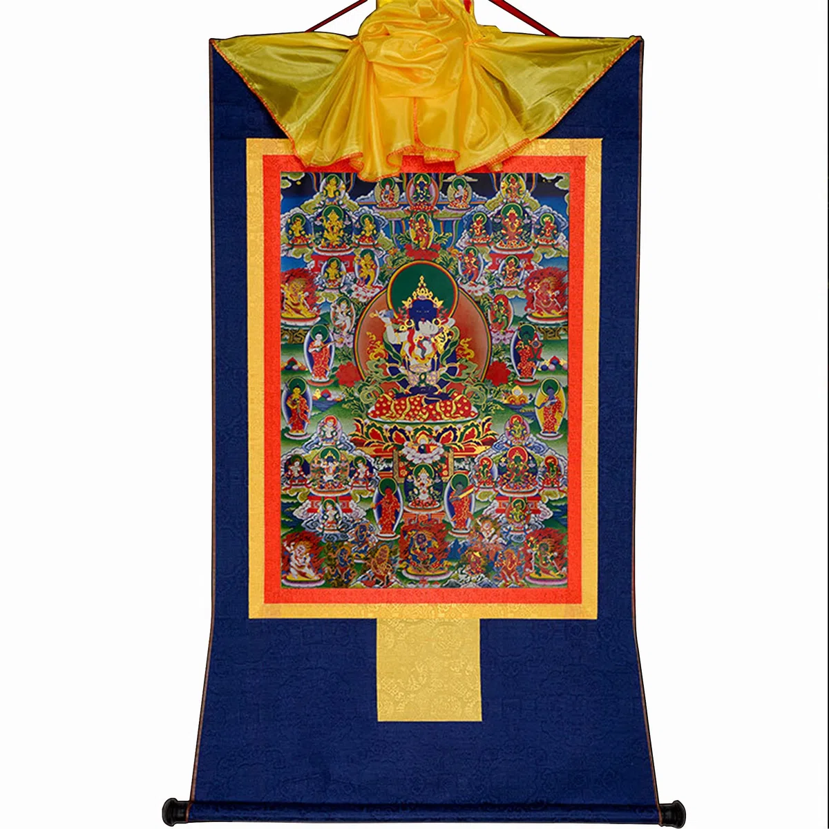 Gandhanra Thangka Tibetische Wandbehang,42 Friedliche Gottheiten des Bardo Thodol (Tibetanisches Totenbuch),Heißgeprägter Buddha Wandteppich für Zen Wohnkultur, Meditation, Spirituelle Entspannung