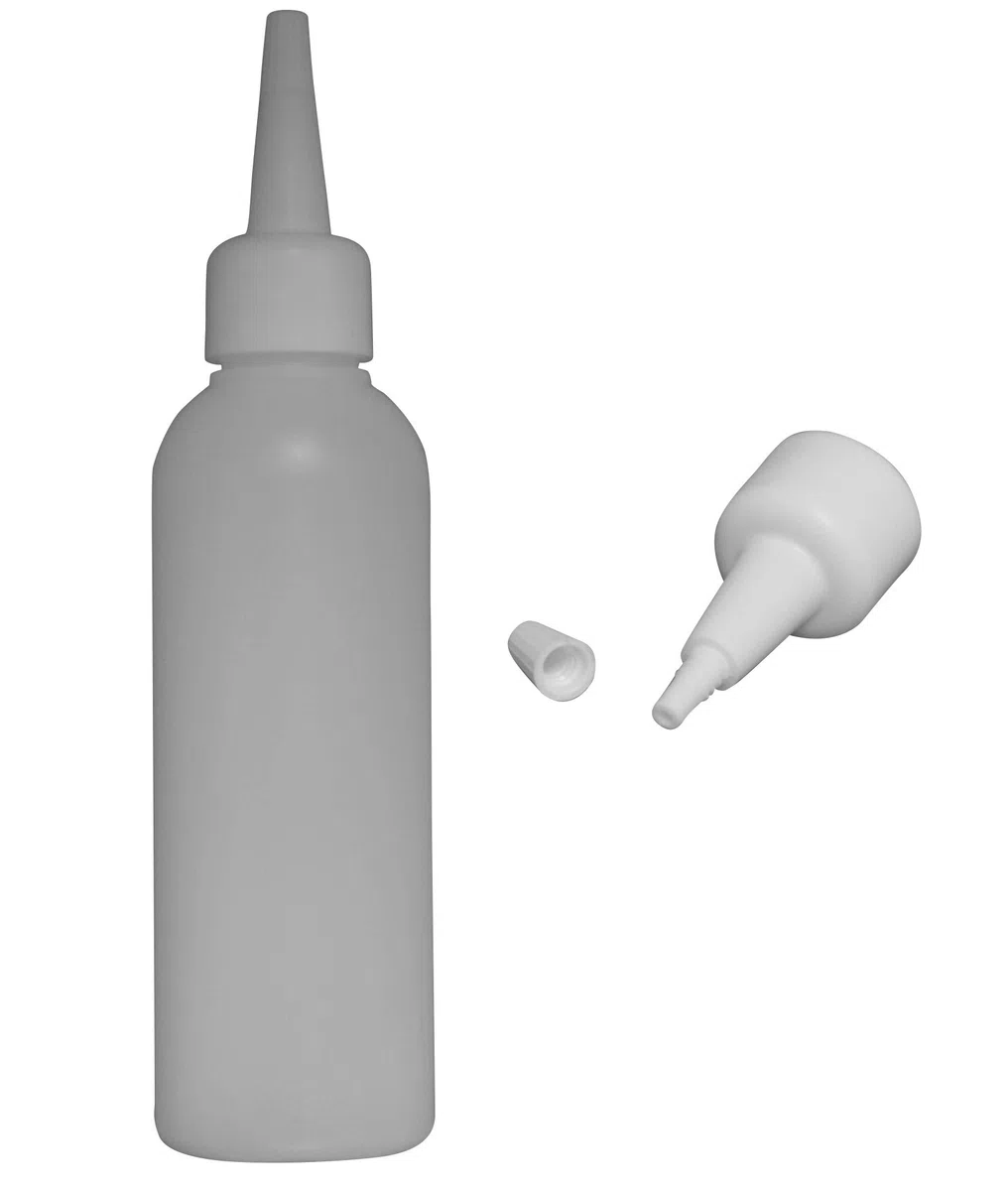 12 Stück HD-PE-Flaschen 100 ml mit weißer Spritztülle - Leerflasche Kunstoffflasche Plastikflasche Spritzflasche Liquid-Quetschflasche mit Aufträgerspitze zum befüllen und mischen