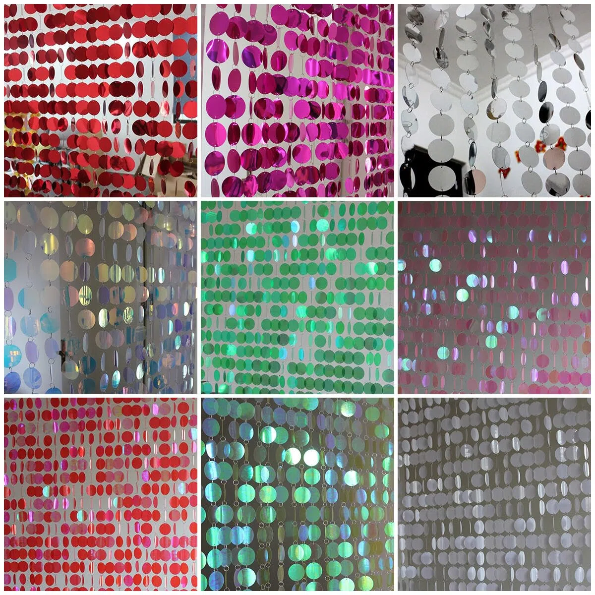 Perlenvorhang mit 5 Streifen, glitzernde Pailletten, 100 cm, Tür-Fadenvorhänge, Raumteiler-Rollo für Partys und Heimdekoration